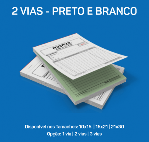 Bloco de Pedido - Pequeno com 2 vias - Preto e Branco