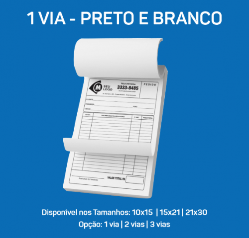 Bloco de Pedido - Médio com 1 via - Preto e Branco