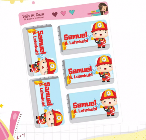 Etiqueta Escolar - Personalizado - Kit 3